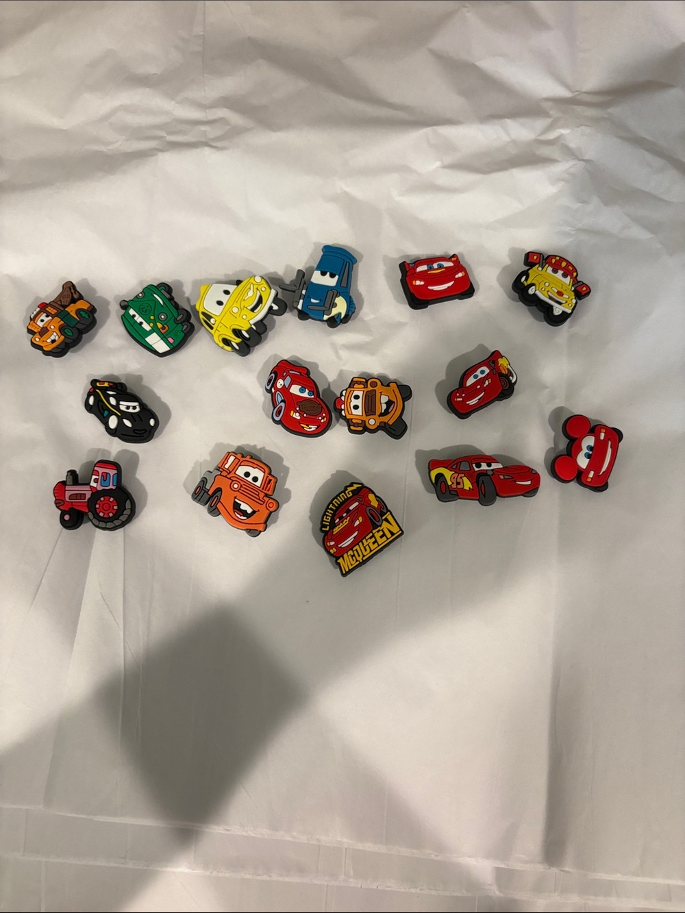 Disney Cars Shoe Charms in Red, Yellow, Blue, Green, Orange, Black